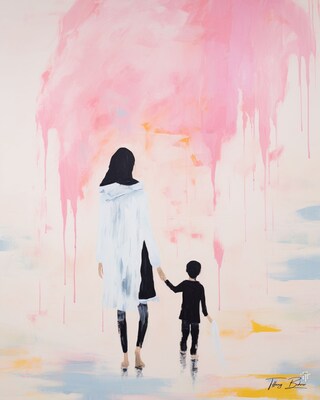 Mother and Son Love - Giclee Fine Art Print on Heavy Fine Art Paper - Original Art by Tiffany Bohrer, Tipsy Artist - image1